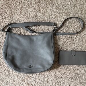 Coach Pebble Gray Leather Shoulder Bag